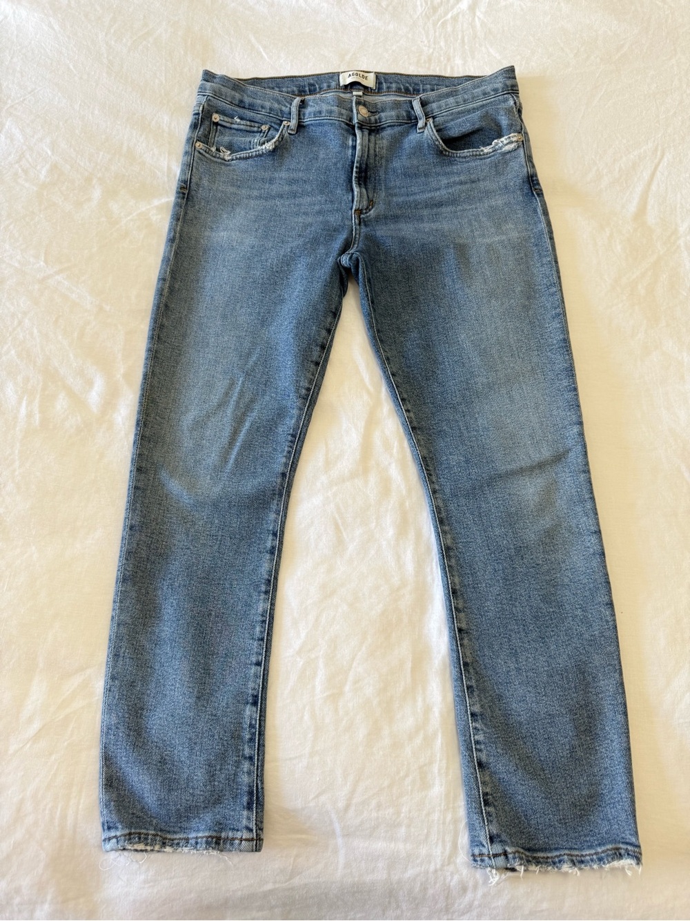 AGOLDE | Women 30 | Toni Jeans Blue Ankle Slim Straight Med Wash Distressed